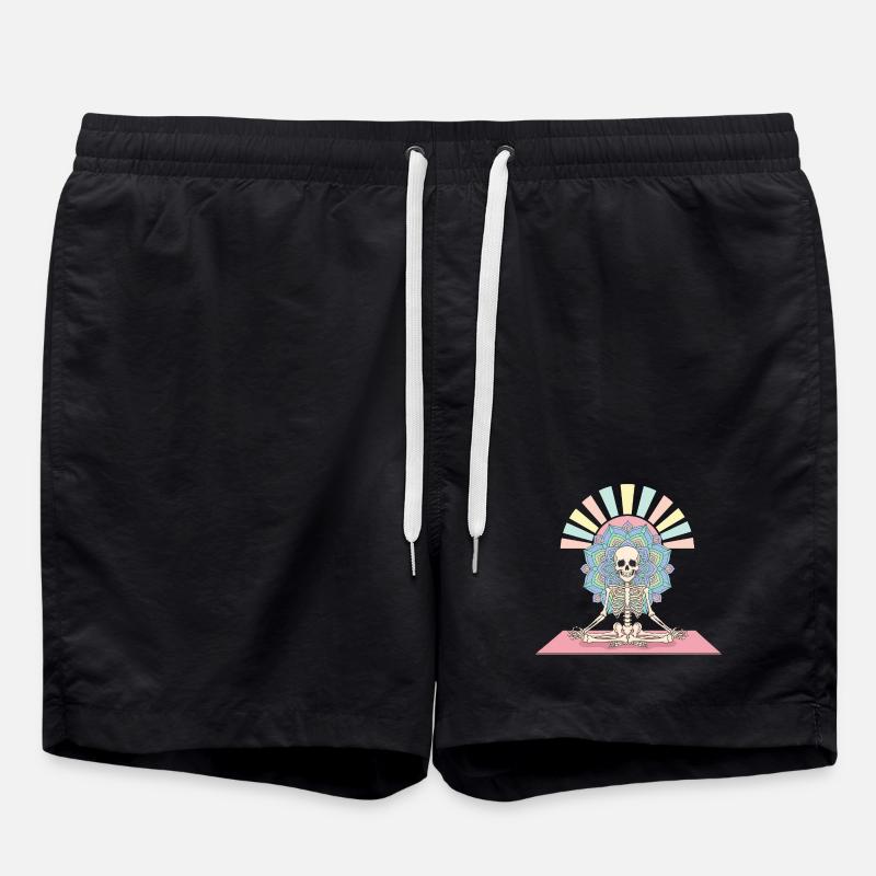 Illustration de mandala de yoga squelette - Short de bain - noir