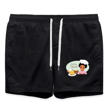 Une jolie fille à la peau foncée adore faire des crêpes - Short de bain - noir - Devant - AI Model Male 185 light (185cm)