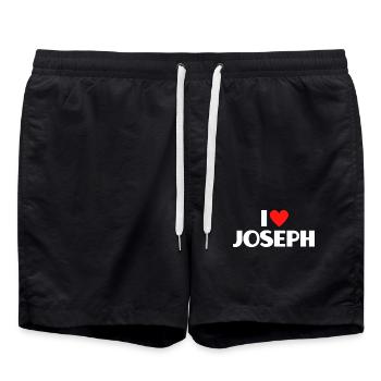 I love Joseph Rotes Herz Romantischer Name Fan - Badeshorts - Schwarz - Vorne - AI Model Male 185 light (185cm)