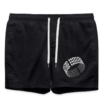 Acid House typography design - Swim Trunks - black - Front - AI Model Male 185 light (185cm)