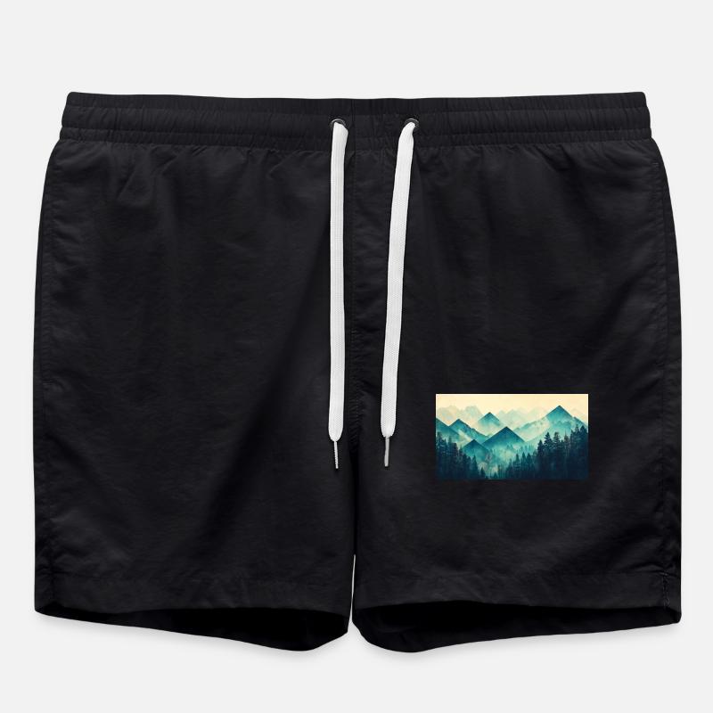 forest mountains - Swim Trunks - black
