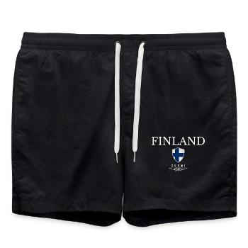 Fierté finlandaise, design minimaliste et élégant - Short de bain - noir - Devant - AI Model Male 185 light (185cm)