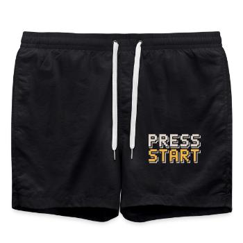 Press Start Retro Gamer Pixel Look Arcade - Badeshorts - Schwarz - Vorne - AI Model Male 185 light (185cm)