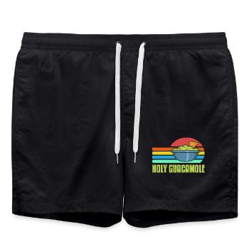 Holy Guacamole Retro Funny Avocado Dip Pun - Badeshorts - Schwarz - Vorne - AI Model Male 185 light (185cm)
