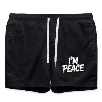 Je viens en paix Je suis en paix Drôle Couple Assortiment - Short de bain - noir - Devant - AI Model Male 185 light (185cm)