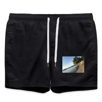Nature au bord de la rivière avec arbres et rive - Short de bain - noir - Devant - AI Model Male 185 light (185cm)