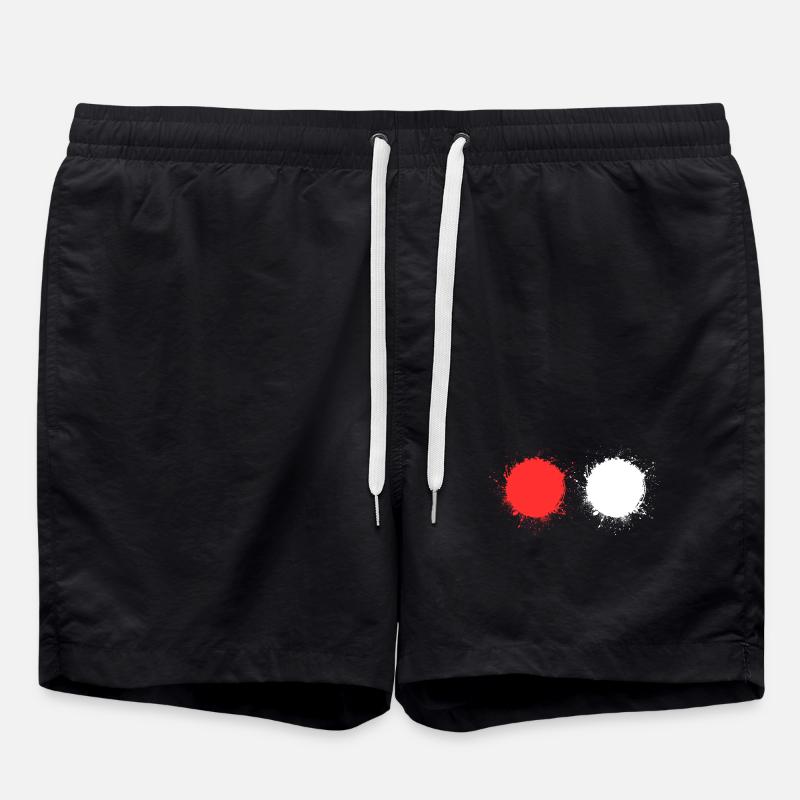 red white - Swim Trunks - black