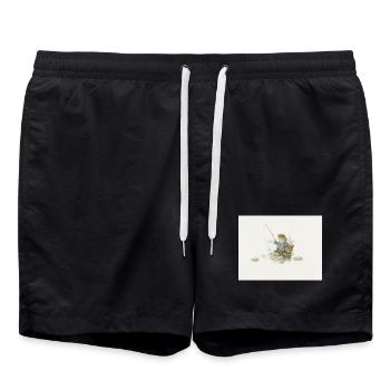 Charmanter Froschfischer Illustration - Badeshorts - Schwarz - Vorne - AI Model Male 185 light (185cm)