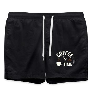 Coffee Time - Badeshorts - Schwarz - Vorne - AI Model Male 185 light (185cm)