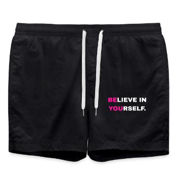 Inscription « Croyez en vous » - Short de bain - noir - Devant - AI Model Male 185 light (185cm)