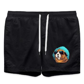 Lässiges Meerschweinchen mit Sonnenbrille - Badeshorts - Schwarz - Vorne - AI Model Male 185 light (185cm)