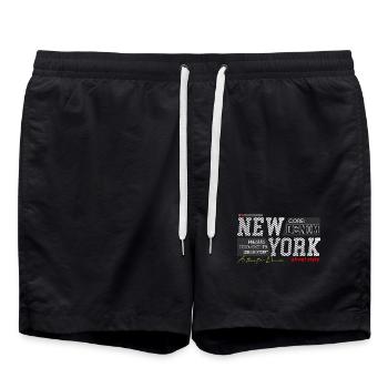 New Yorker Streetstyle Denim-Design - Badeshorts - Schwarz - Vorne - AI Model Male 185 light (185cm)