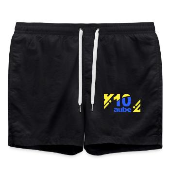 Ten Dawn Logo Blau Gelb - Badeshorts - Schwarz - Vorne - AI Model Male 185 light (185cm)
