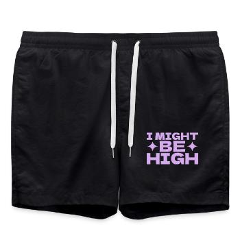 I Could Be High - Pop Art Motif - Swim Trunks - black - Front - AI Model Male 185 light (185cm)