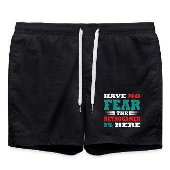 Have no Fear the Retrogamer is here Outfit - Swim Trunks - black - Front - AI Model Male 185 light (185cm)
