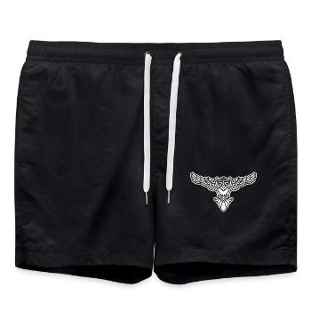 Eule Tribal Tattoo – mystisches Eulenmotiv - Badeshorts - Schwarz - Vorne - AI Model Male 185 light (185cm)