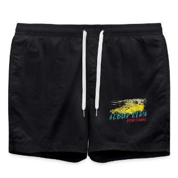 Illustration Albufeira Praia dos Barcos - Badeshorts - Schwarz - Vorne - AI Model Male 185 light (185cm)
