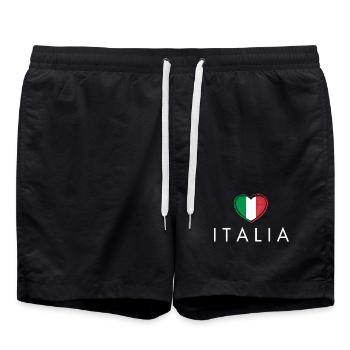 Herz mit Italien-Flagge, ich liebe Italien - Badeshorts - Schwarz - Vorne - AI Model Male 185 light (185cm)
