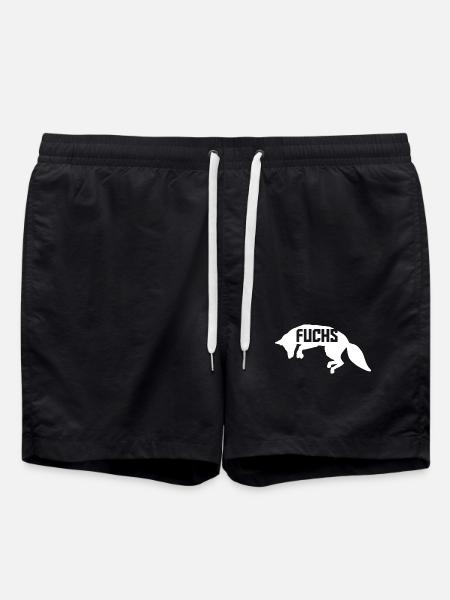 Fox in the Leap: Comic, Kawaii & Manga Style - Swim Trunks - black