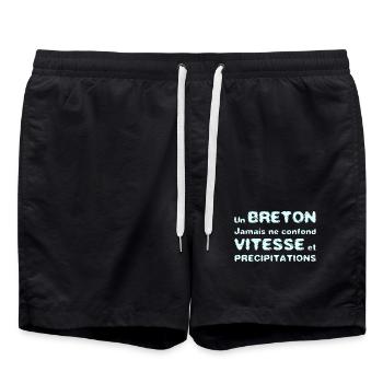 EIN BRETONE VERWECHSELT GESCHWINDIGKEIT NICHT MIT NIEDERSCHLAG - Badeshorts - Schwarz - Vorne - AI Model Male 185 light (185cm)