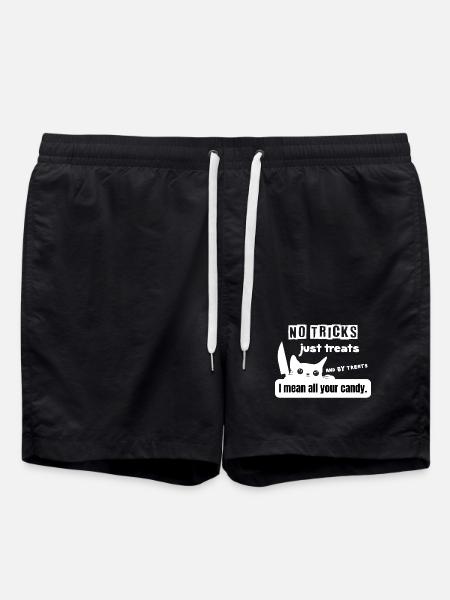 No Tricks Just Treats Cat Halloween - Swim Trunks - black