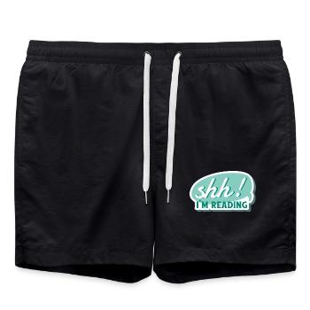 Chut ! Je lis - Silence, je lis - Livre, Livres - Short de bain - noir - Devant - AI Model Male 185 light (185cm)
