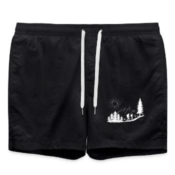 Lever de soleil sur le paysage montagneux avec des randonneurs - Short de bain - noir - Devant - AI Model Male 185 light (185cm)