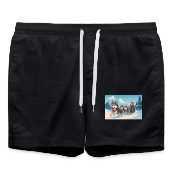 Traîneau Hivernal Huskies course montagne - Short de bain - noir - Devant - AI Model Male 185 light (185cm)