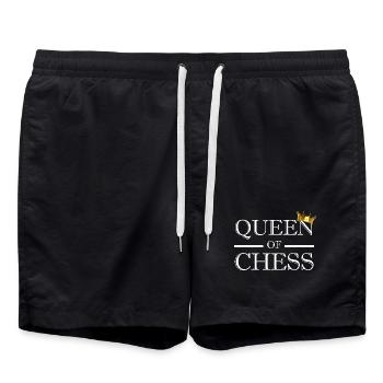 Queen of Chess Königin des Schach Schachspieler - Badeshorts - Schwarz - Vorne - AI Model Male 185 light (185cm)