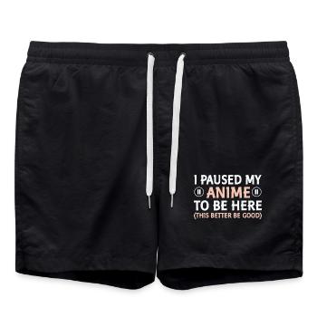 Ich pausierte mein Anime – hier - Badeshorts - Schwarz - Vorne - AI Model Male 185 light (185cm)