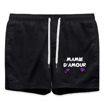 Mamie d'Amour avec cœurs - Short de bain - noir - Devant - AI Model Male 185 light (185cm)