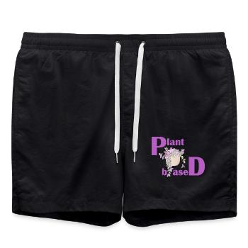 À base de plantes - Plante en pot au design rose - Short de bain - noir - Devant - AI Model Male 185 light (185cm)
