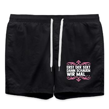 Bachelor Party Team Bride Hen Party - Swim Trunks - black - Front - AI Model Male 185 light (185cm)