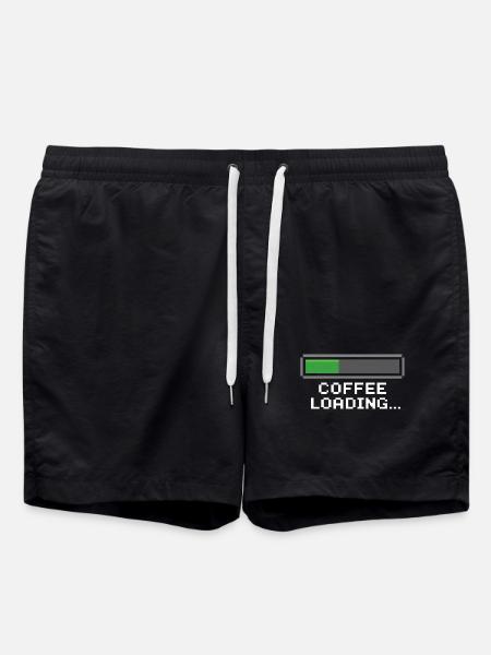 Coffee Loading Bar Pixel - Swim Trunks - black