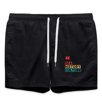 Geschichte - Badeshorts - Schwarz - Vorne - AI Model Male 185 light (185cm)