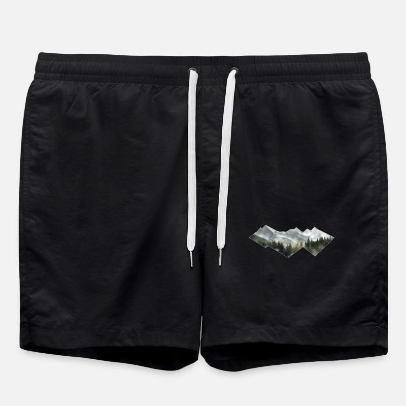 Mountains Minimalism - Swim Trunks - black