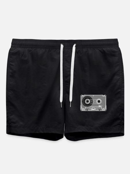Cassette Retro Print - Swim Trunks - black