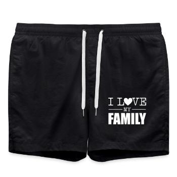 I Love My Family Heart Typo Design - Swim Trunks - black - Front - AI Model Male 185 light (185cm)