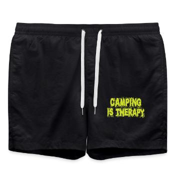 Camping ist Therapie - Badeshorts - Schwarz - Vorne - AI Model Male 185 light (185cm)