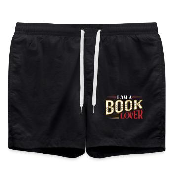 Je suis un amoureux des livres, de la typographie rétro - Short de bain - noir - Devant - AI Model Male 185 light (185cm)