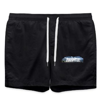 Zugspitze - Desing mit Schrift & Bergshilouette - Badeshorts - Schwarz - Vorne - AI Model Male 185 light (185cm)