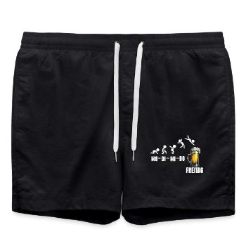 Freitag Wochenende Bierliebhaber Biertrinker - Badeshorts - Schwarz - Vorne - AI Model Male 185 light (185cm)