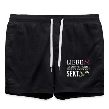Liebe ist ausverkauft wir hätten noch Sekt da - Badeshorts - Schwarz - Vorne - AI Model Male 185 light (185cm)