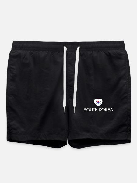 Heart with South Korean flag - Swim Trunks - black