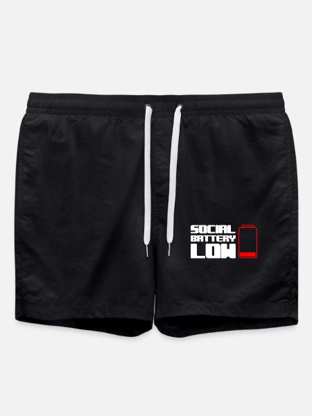 Geek Low Social Battery - Swim Trunks - black