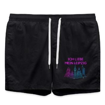I love my Leipzig Neon Skyline - Swim Trunks - black - Front - AI Model Male 185 light (185cm)
