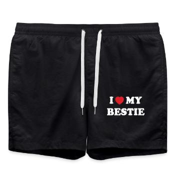 I Love My Bestie - Short de bain - noir - Devant - AI Model Male 185 light (185cm)