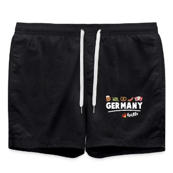 Deutschland Flagge Bier Brezel Würstchen Germany - Badeshorts - Schwarz - Vorne - AI Model Male 185 light (185cm)
