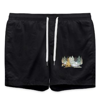 Friedvolle Weihnachten im Winterwald im Advent - Badeshorts - Schwarz - Vorne - AI Model Male 185 light (185cm)