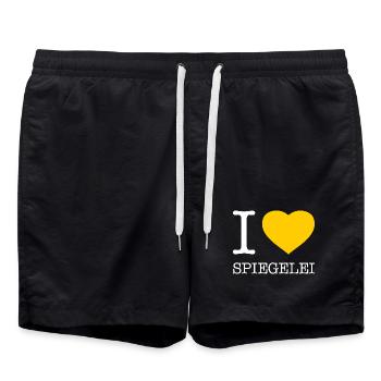 I love Spiegelei - Badeshorts - Schwarz - Vorne - AI Model Male 185 light (185cm)